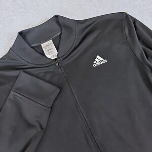 Adidas Track Jacket Youth Size XL 18/20 Black Full Zip Polyester Athleisure